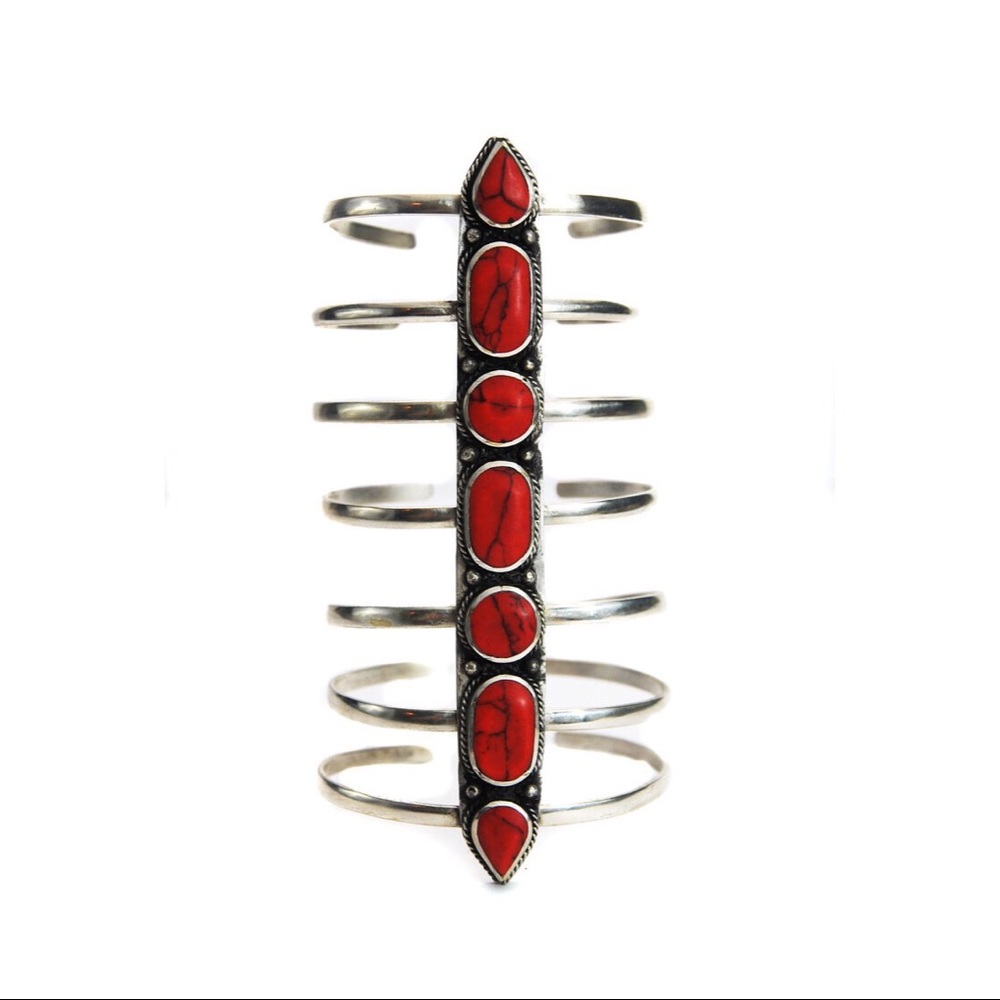 Boho tribal arm band cuff stone erykah badu style